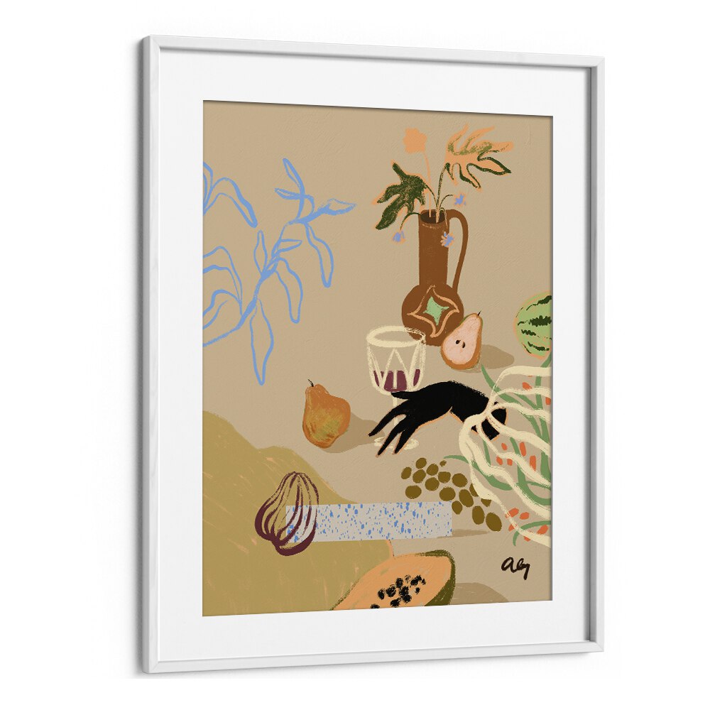 Pass Me The Pear By Arty Guava Wall Art Prints in White Frame With Mount