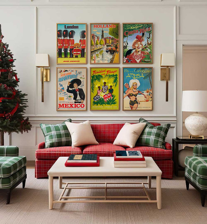 PASSPORT TO PARADISE SET , SET OF 6 PAINTINGS