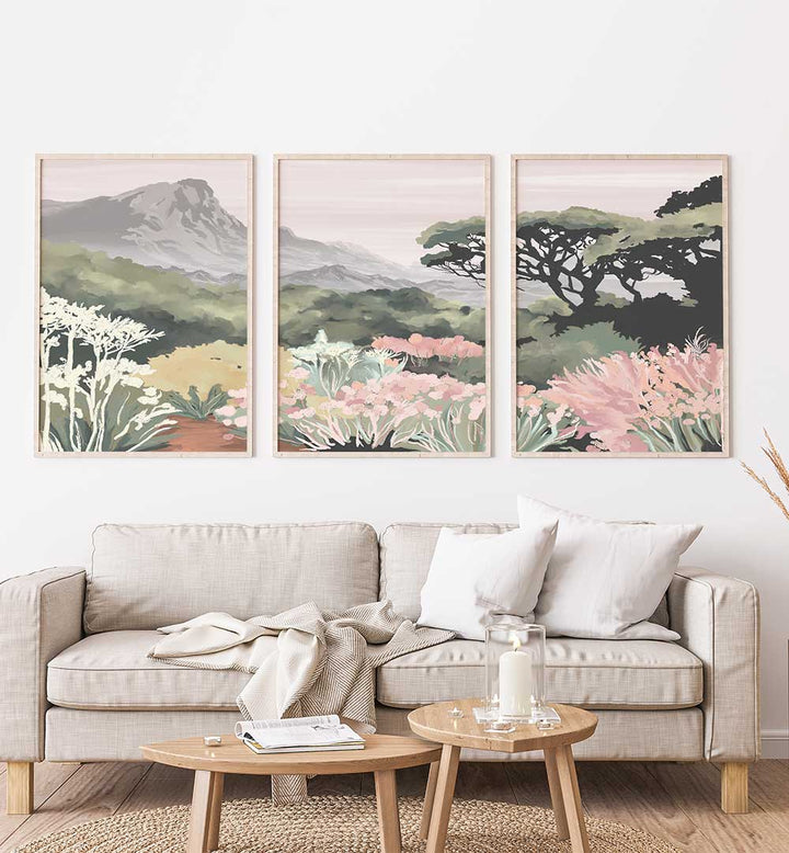 PASTEL HIGHLANDS SET , SET OF 3 PAINTINGS