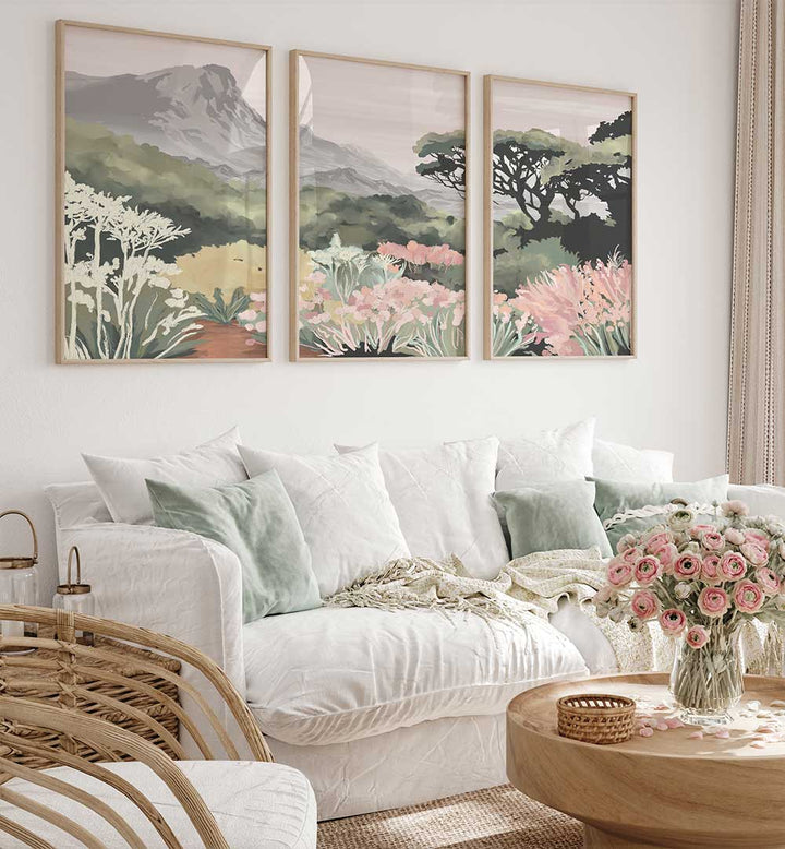 PASTEL HIGHLANDS SET , SET OF 3 PAINTINGS