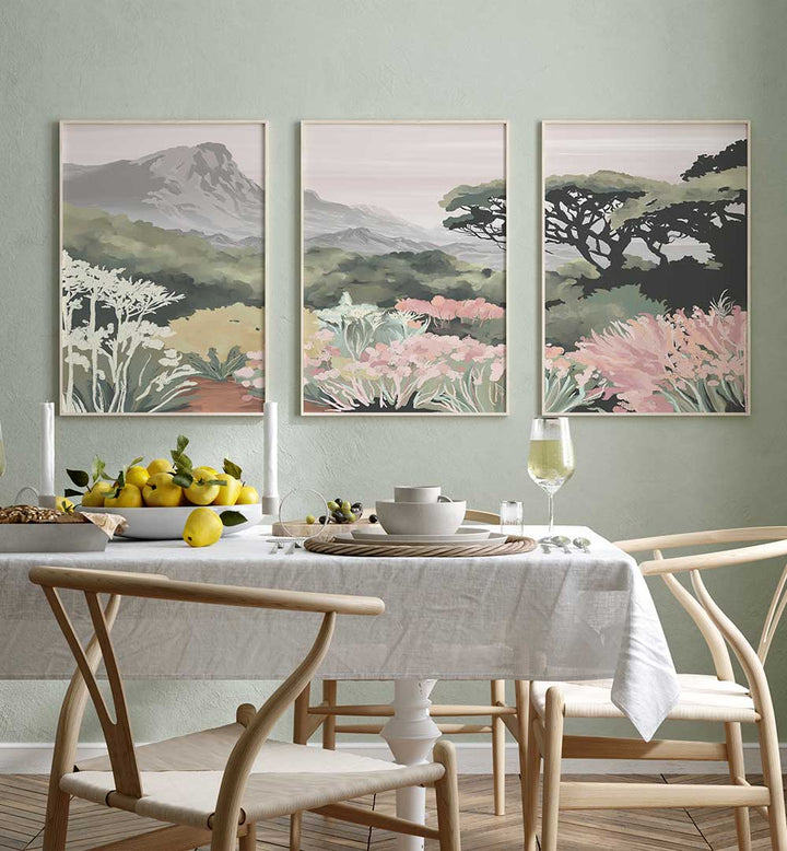 PASTEL HIGHLANDS SET , SET OF 3 PAINTINGS