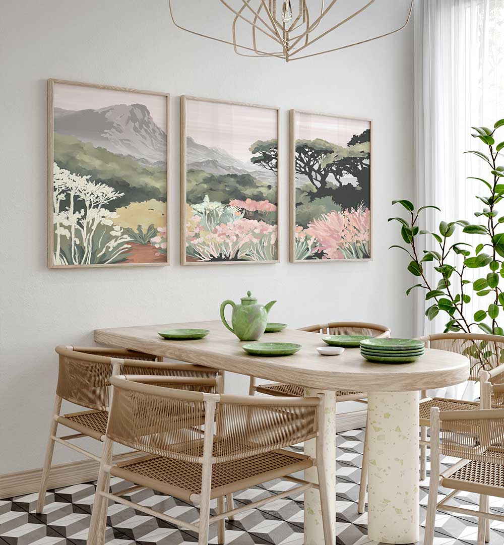 PASTEL HIGHLANDS SET , SET OF 3 PAINTINGS