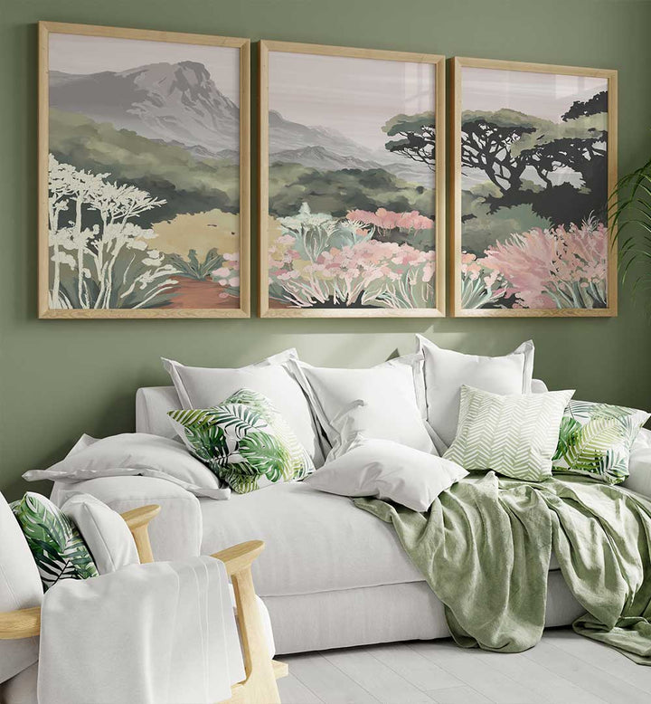 PASTEL HIGHLANDS SET , SET OF 3 PAINTINGS