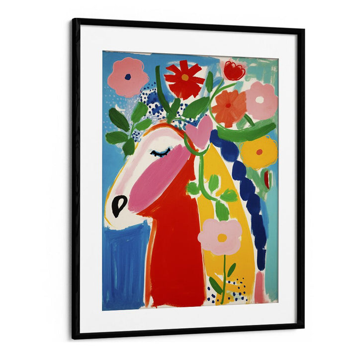 Pastel Horse by Treechild Wall Art Prints in Black Frame With Mount