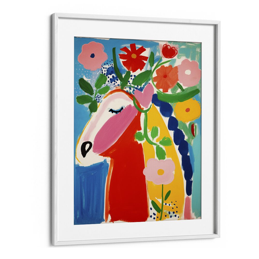 Pastel Horse by Treechild Wall Art Prints in White Frame With Mount