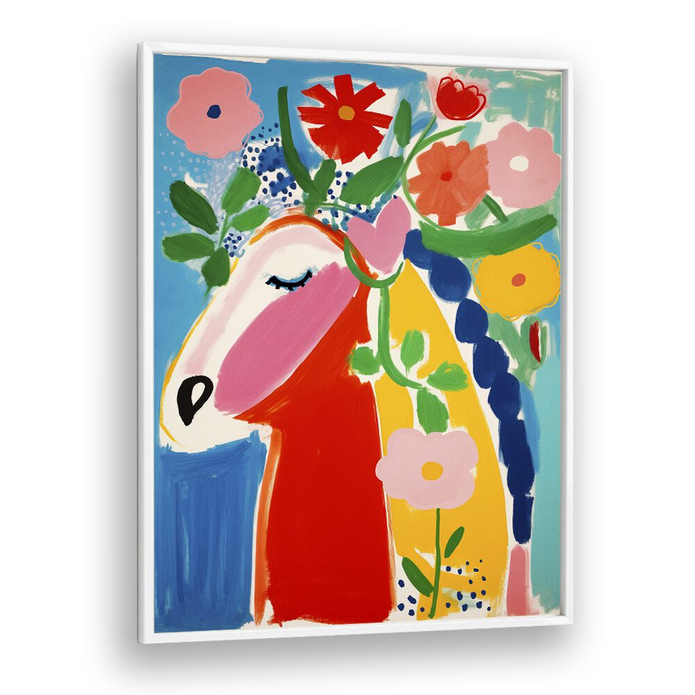 Pastel Horse by Treechild Wall Art Prints in White Plain Frame