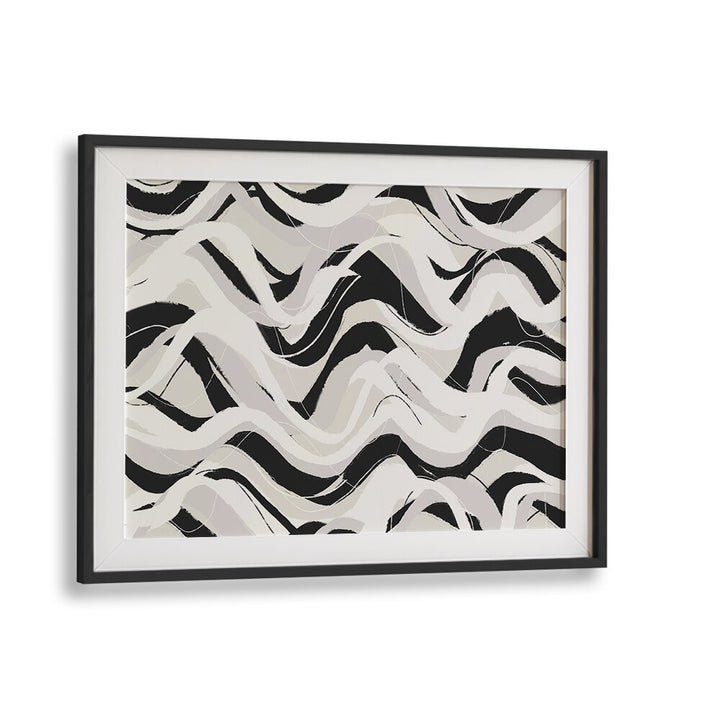 Pastel Lines By Treechild Abstract Art Prints in Black Frame With Mount