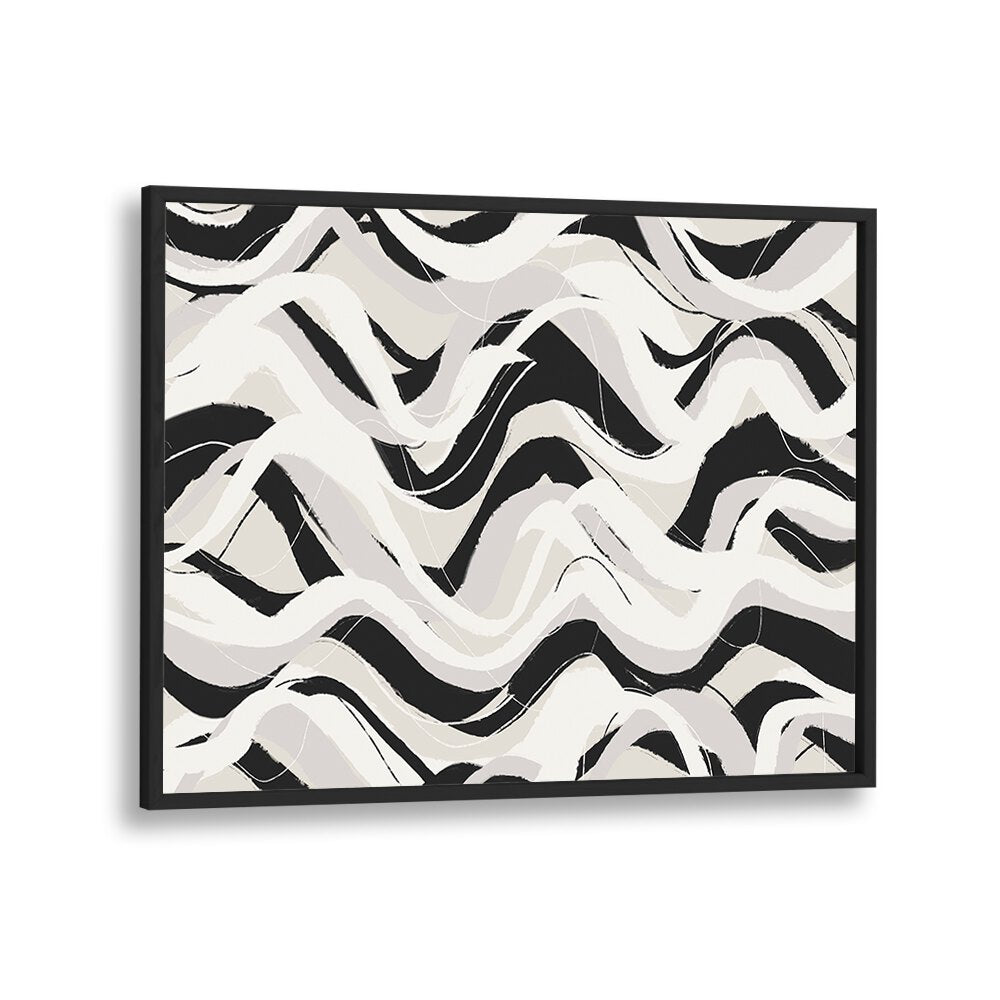 Pastel Lines By Treechild Abstract Art Prints in Black Plain Frame