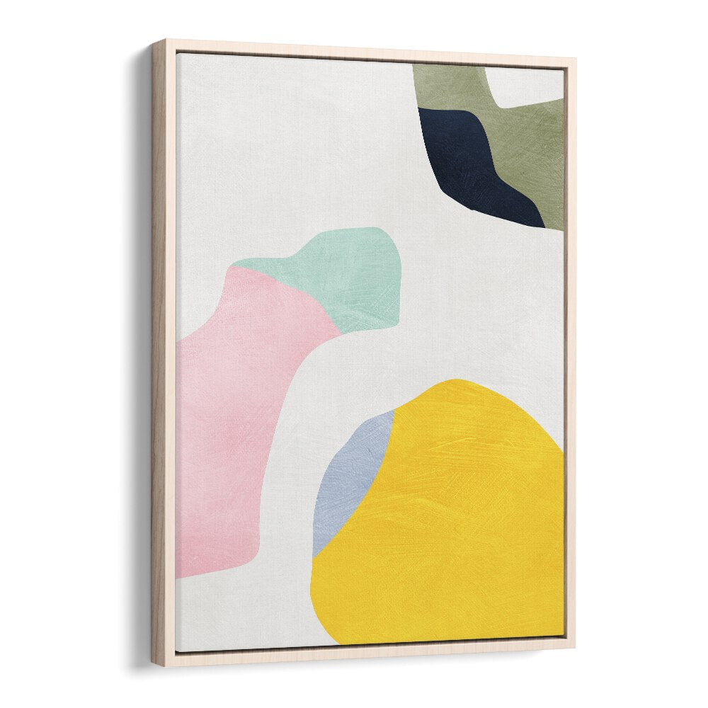 Pastel Minimal Shapes By Ana Rut Bre Landscape Art Prints in Oak Wood Floater Frame