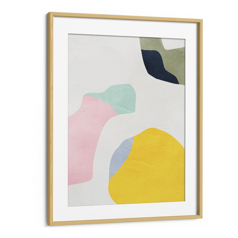 Pastel Minimal Shapes By Ana Rut Bre Landscape Art Prints in Oak Wood Frame With Mount