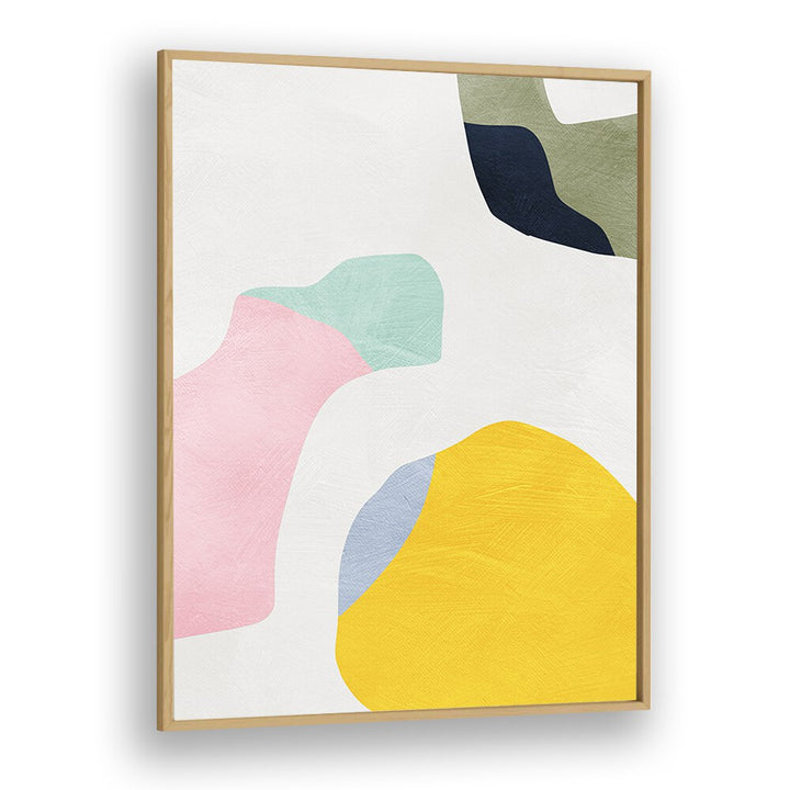 Pastel Minimal Shapes By Ana Rut Bre Landscape Art Prints in Oak Wood Plain Frame