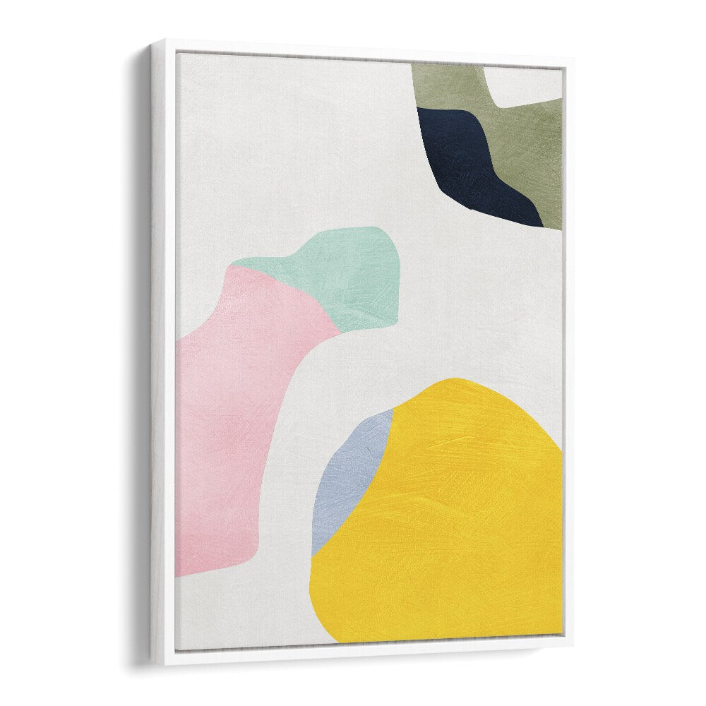 Pastel Minimal Shapes By Ana Rut Bre Landscape Art Prints in White Floater Frame