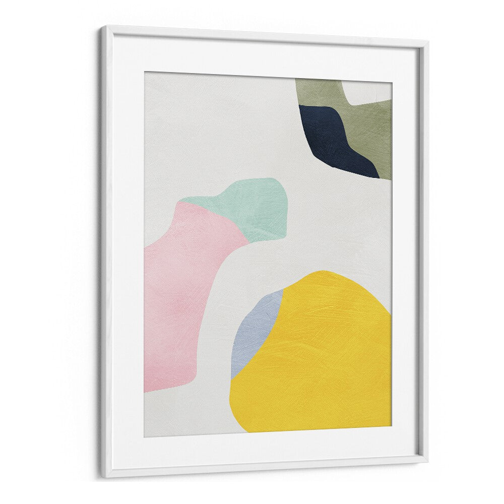 Pastel Minimal Shapes By Ana Rut Bre Landscape Art Prints in White Frame With Mount