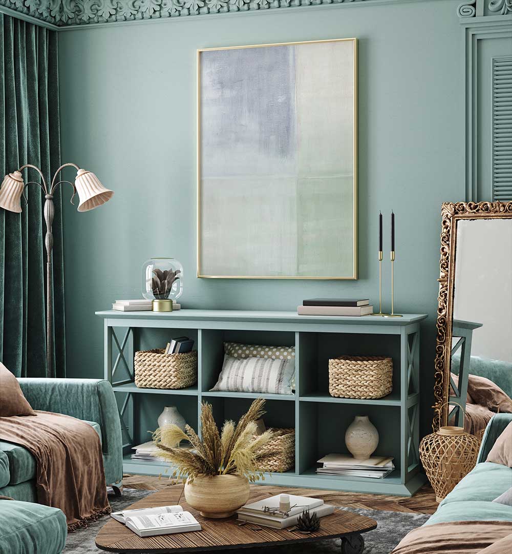 PASTEL PAINTED WALL GREY GREEN , ABSTRACT PAINTINGS