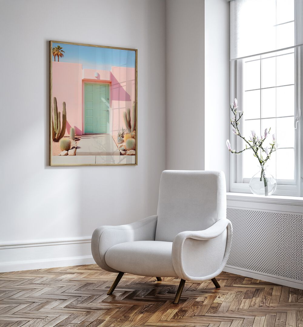 Vibrant Pastel Palm Springs beach painting showcasing relaxed elegance, perfect for your stylish home decor.
