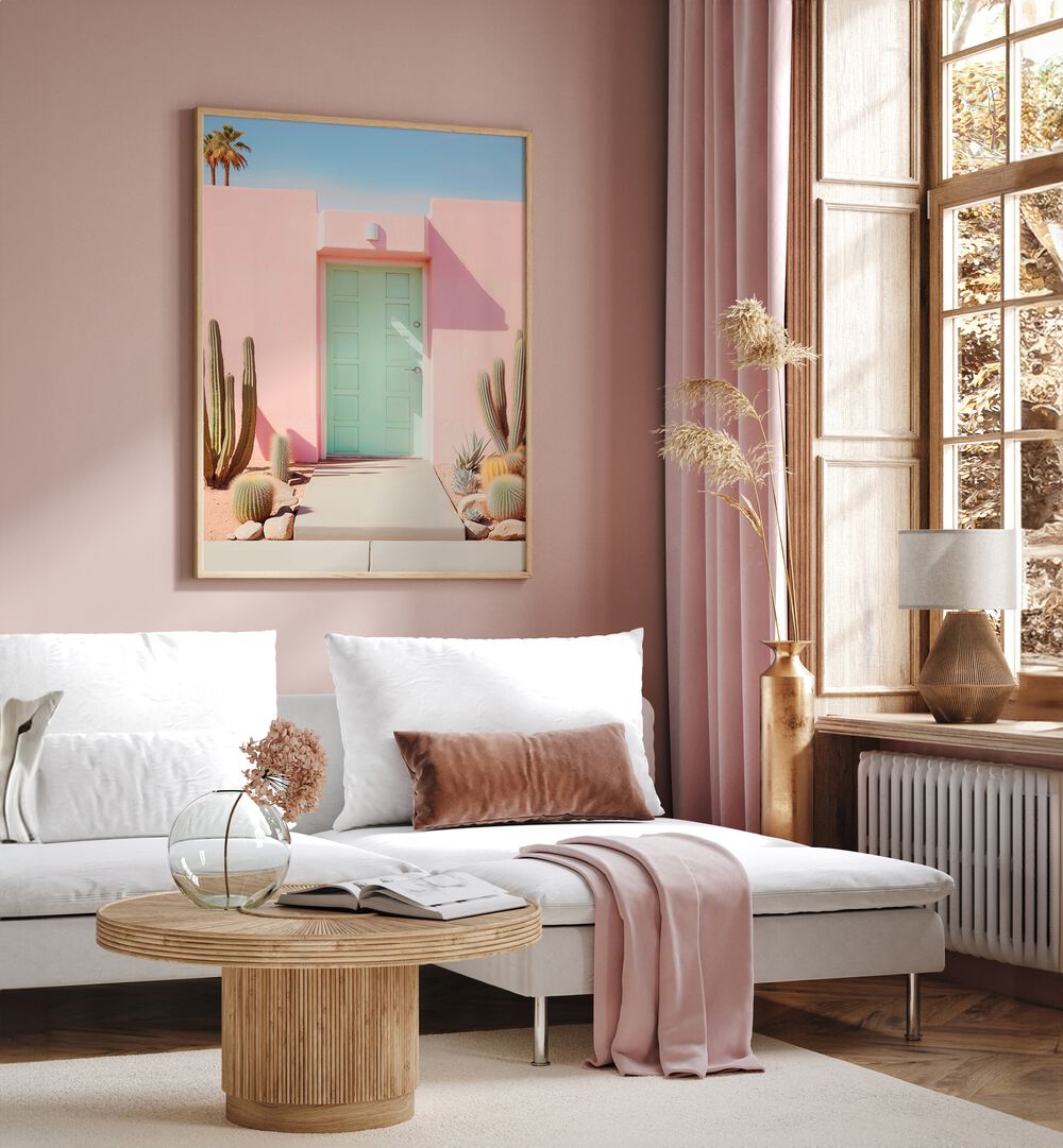 Vibrant pastel decor featuring the PASTEL PALM SPRINGS, BEACH PAINTINGS collection by Philippe Hugonnard.