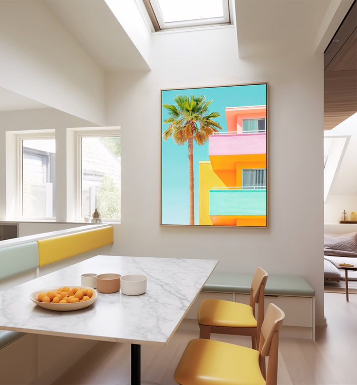 Bright pastel colors create a serene vibe in the PASTEL VENICE, BEACH PAINTINGS by Philippe Hugonnard collection.