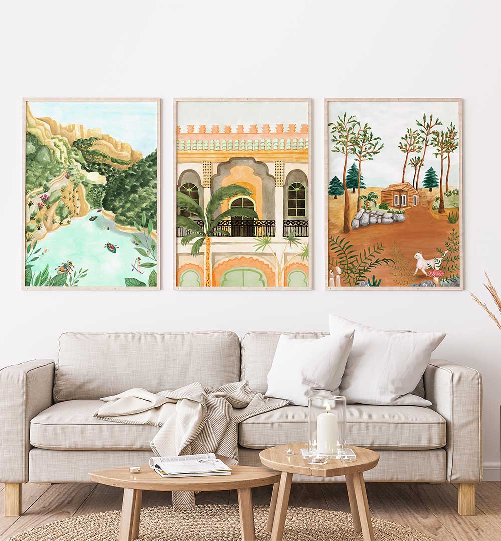 PASTORAL DREAMS SET , SET OF 3 PAINTINGS