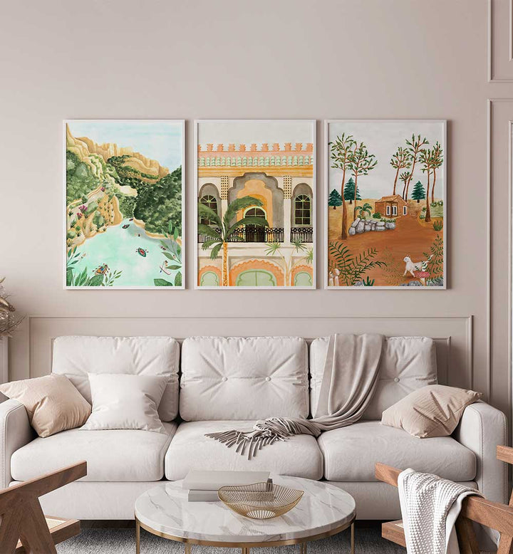 PASTORAL DREAMS SET , SET OF 3 PAINTINGS