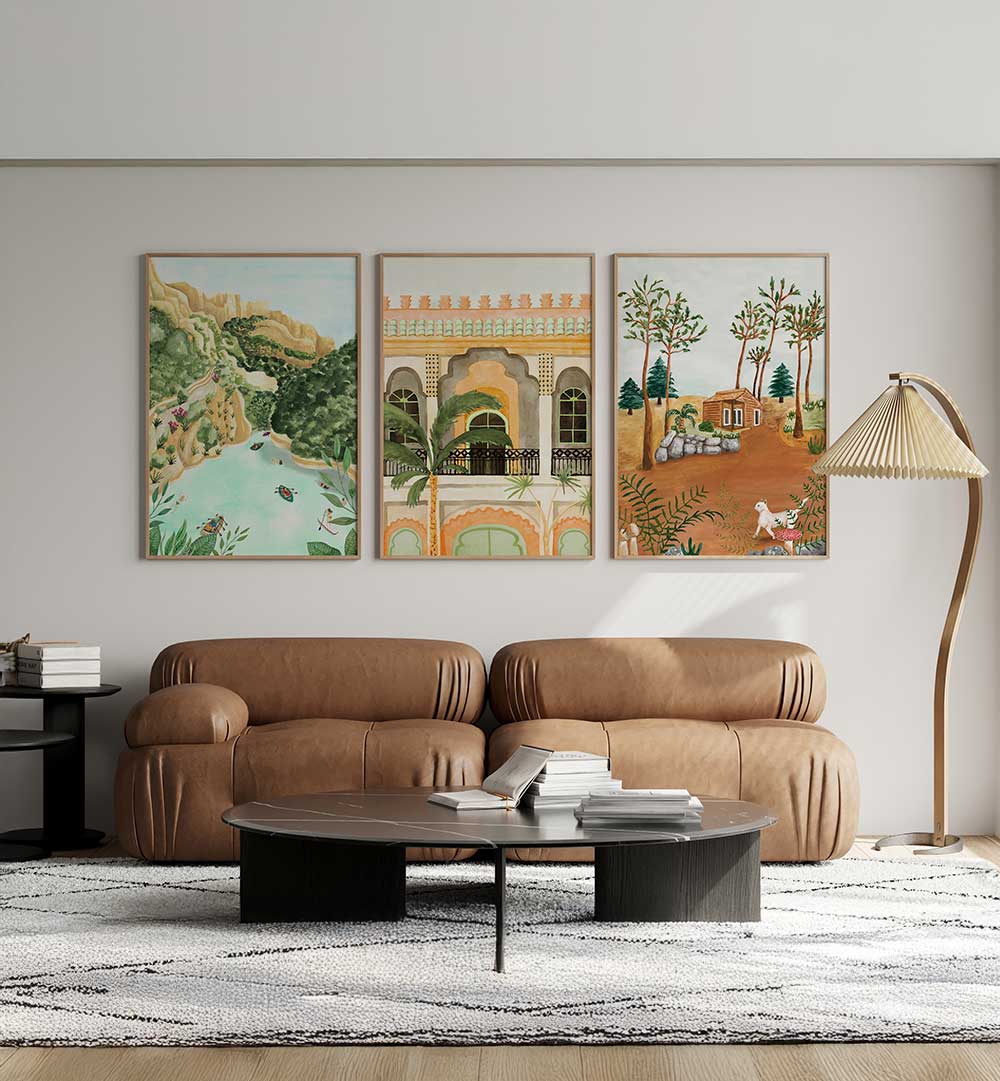 PASTORAL DREAMS SET , SET OF 3 PAINTINGS