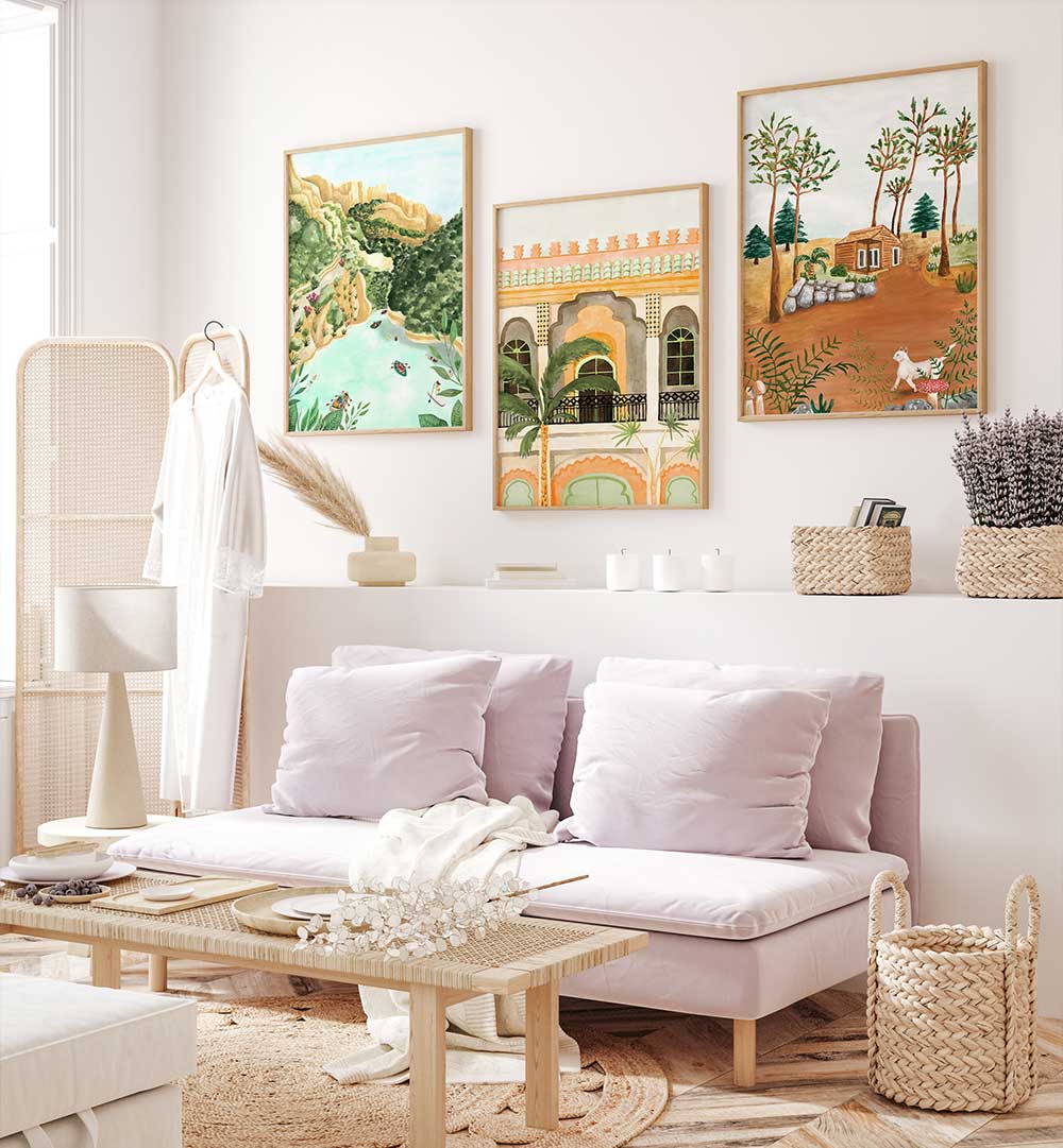 PASTORAL DREAMS SET , SET OF 3 PAINTINGS