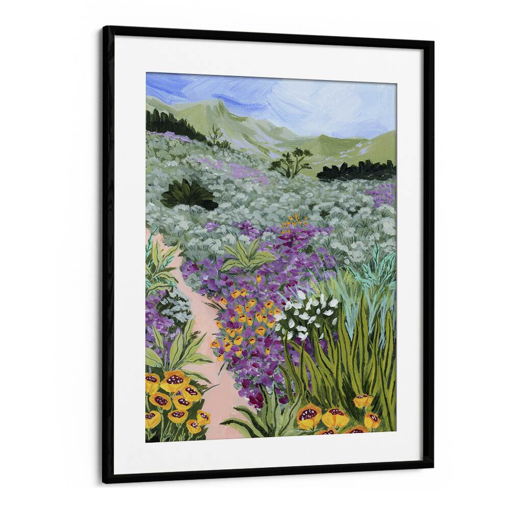 Path To The Pacific I By Sarah Gesek Landscape Art Prints in Black Frame With Mount