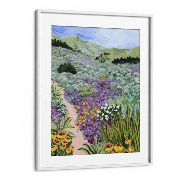 Path To The Pacific I By Sarah Gesek Landscape Art Prints in White Frame With Mount