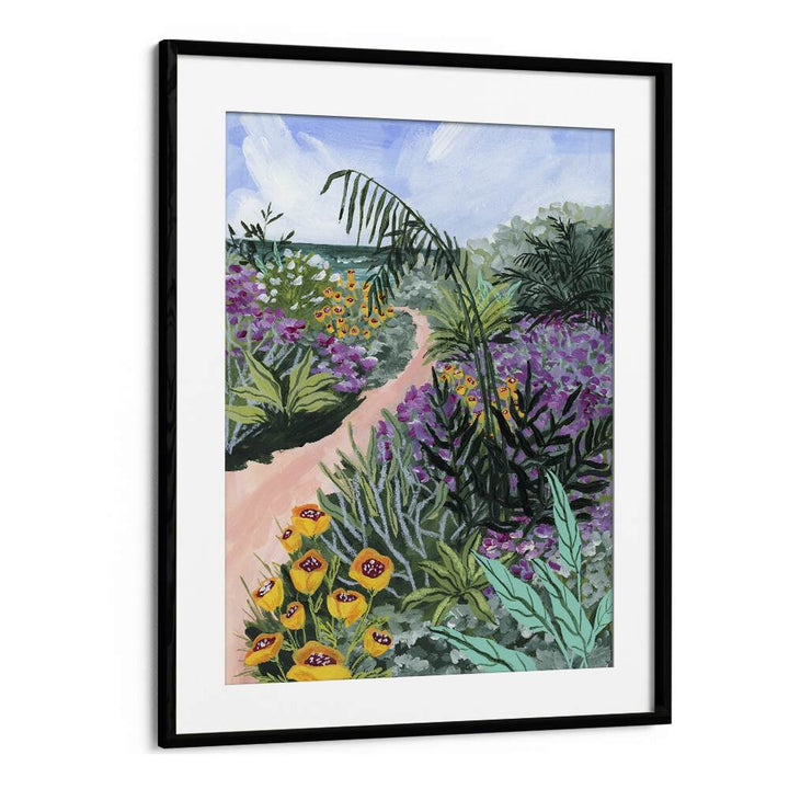 Path To The Pacific II By Sarah Gesek Landscape Art Prints in Black Frame With Mount