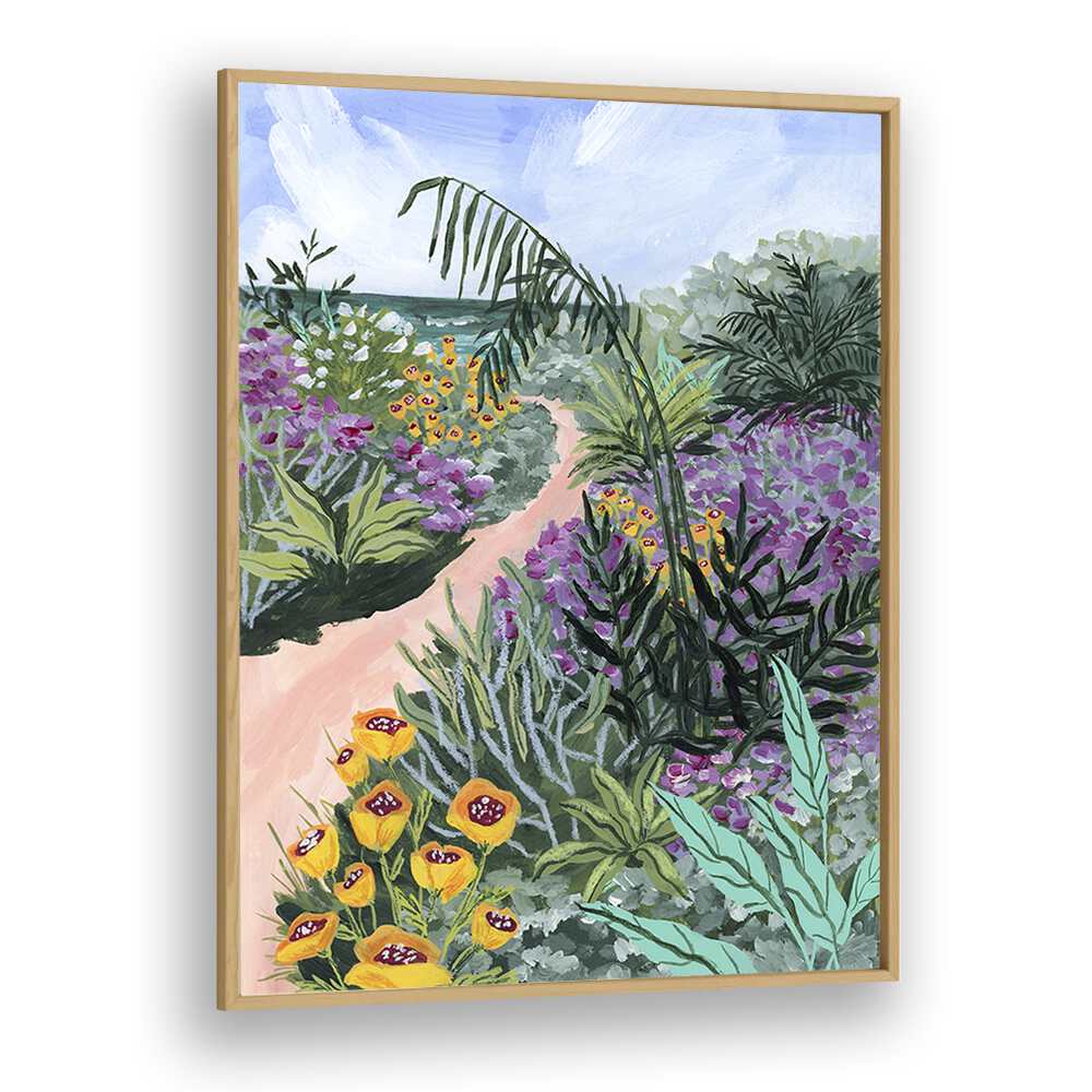 Path To The Pacific II By Sarah Gesek Landscape Art Prints in Oak Wood Plain Frame