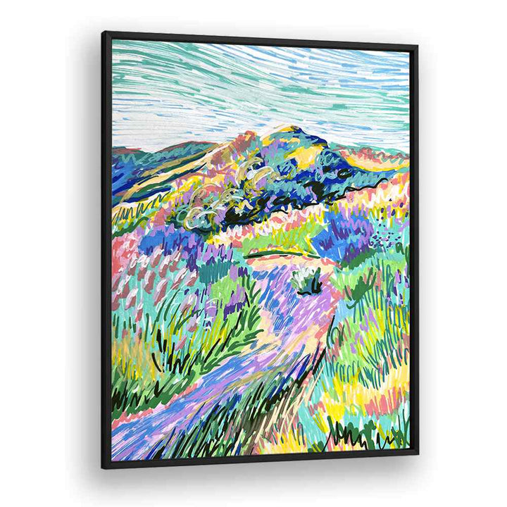 Pathway By Key And Sea Creative Landscape Art Print in Black Plain Frame