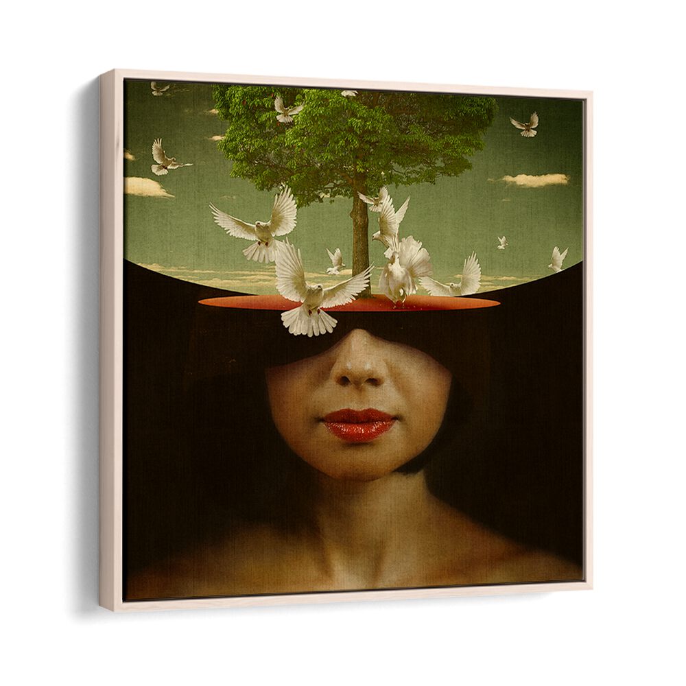 Peace In Mind Surreal Art Prints Surrealism in Oak Wood Floater Frame