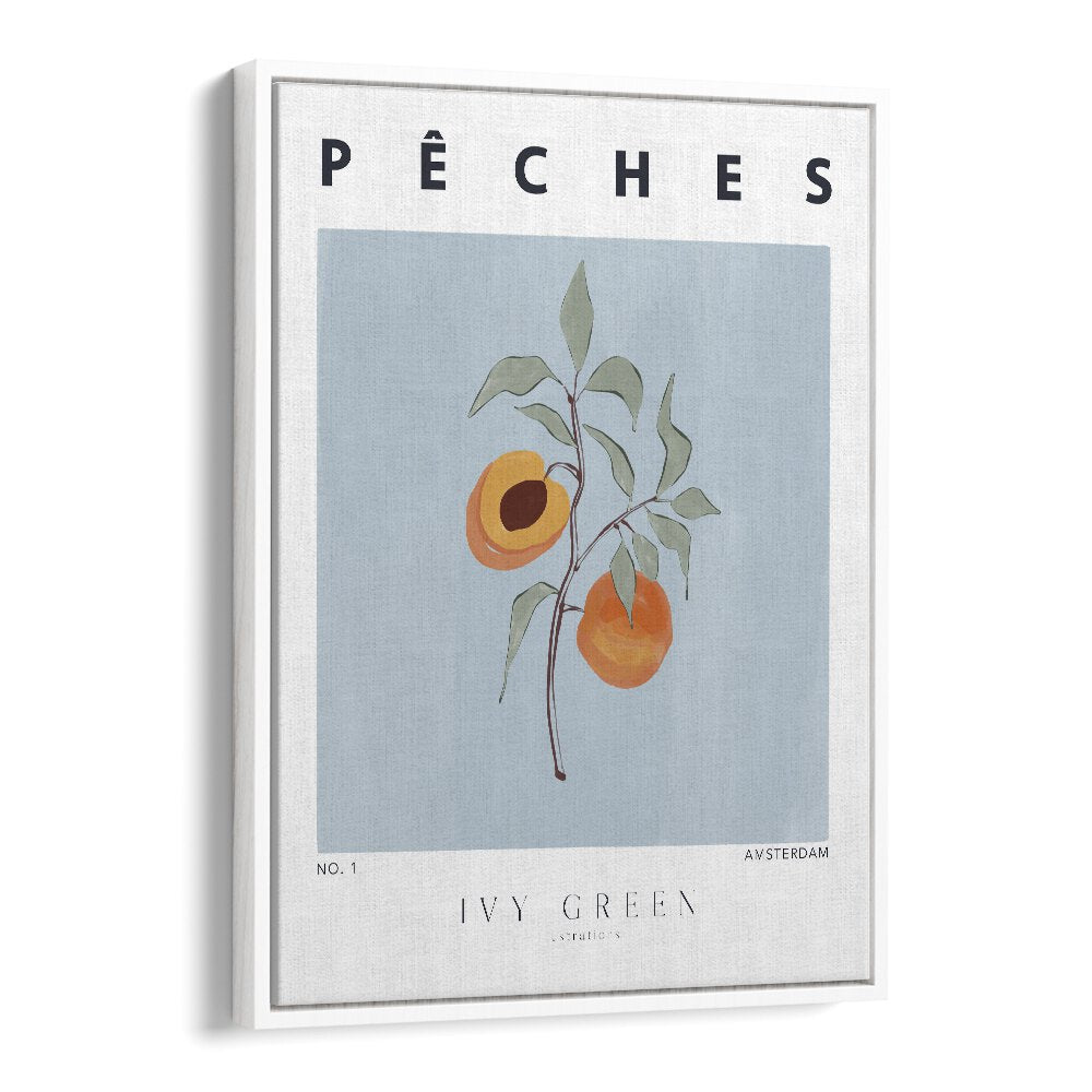 Peaches By Ivy Green Kitchen Art Prints in White Floater Frame