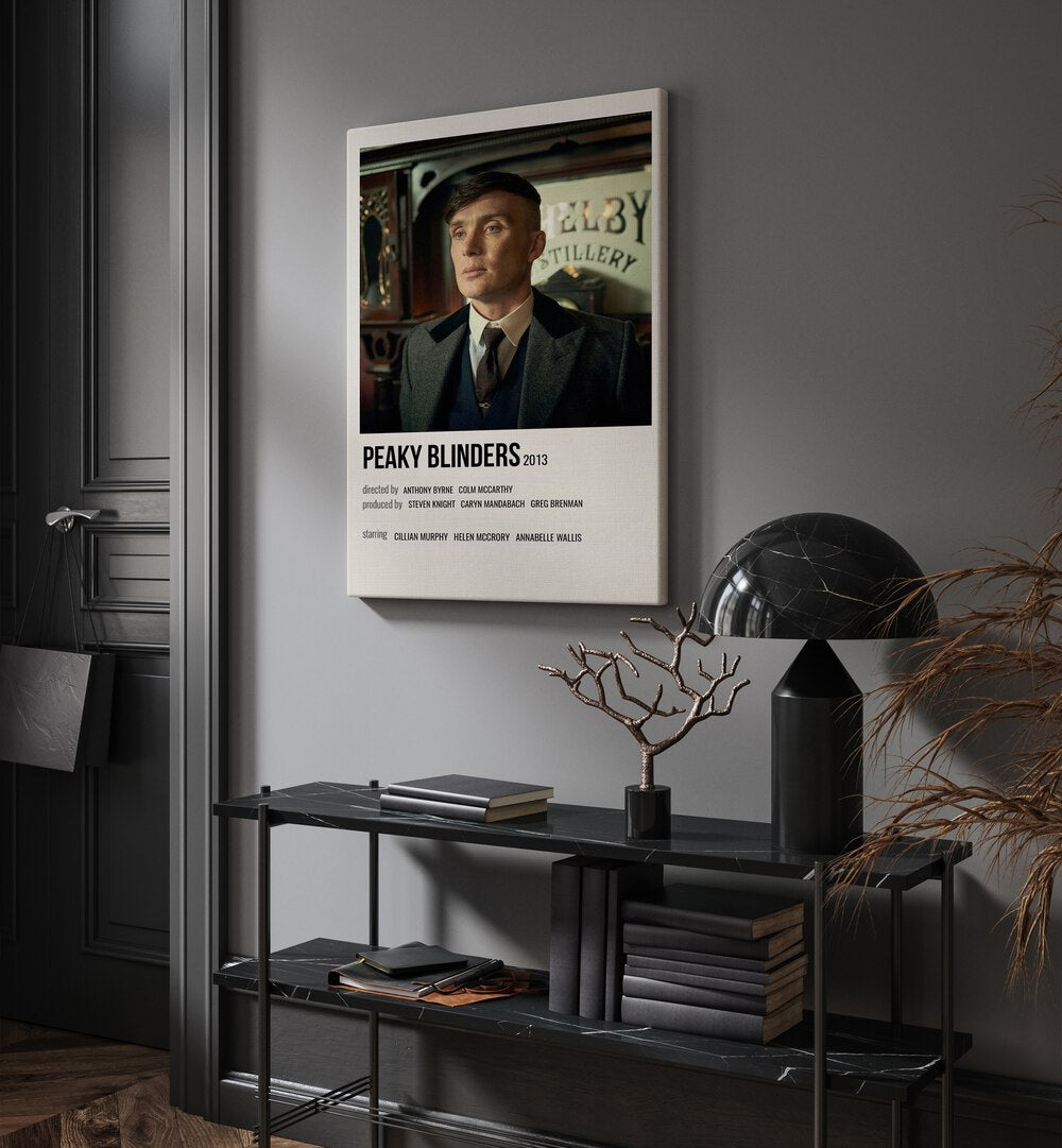 Peaky Blinders 2013 Iv Movie Posters in Gallery Wrap hanging on wall above console table beside door and window