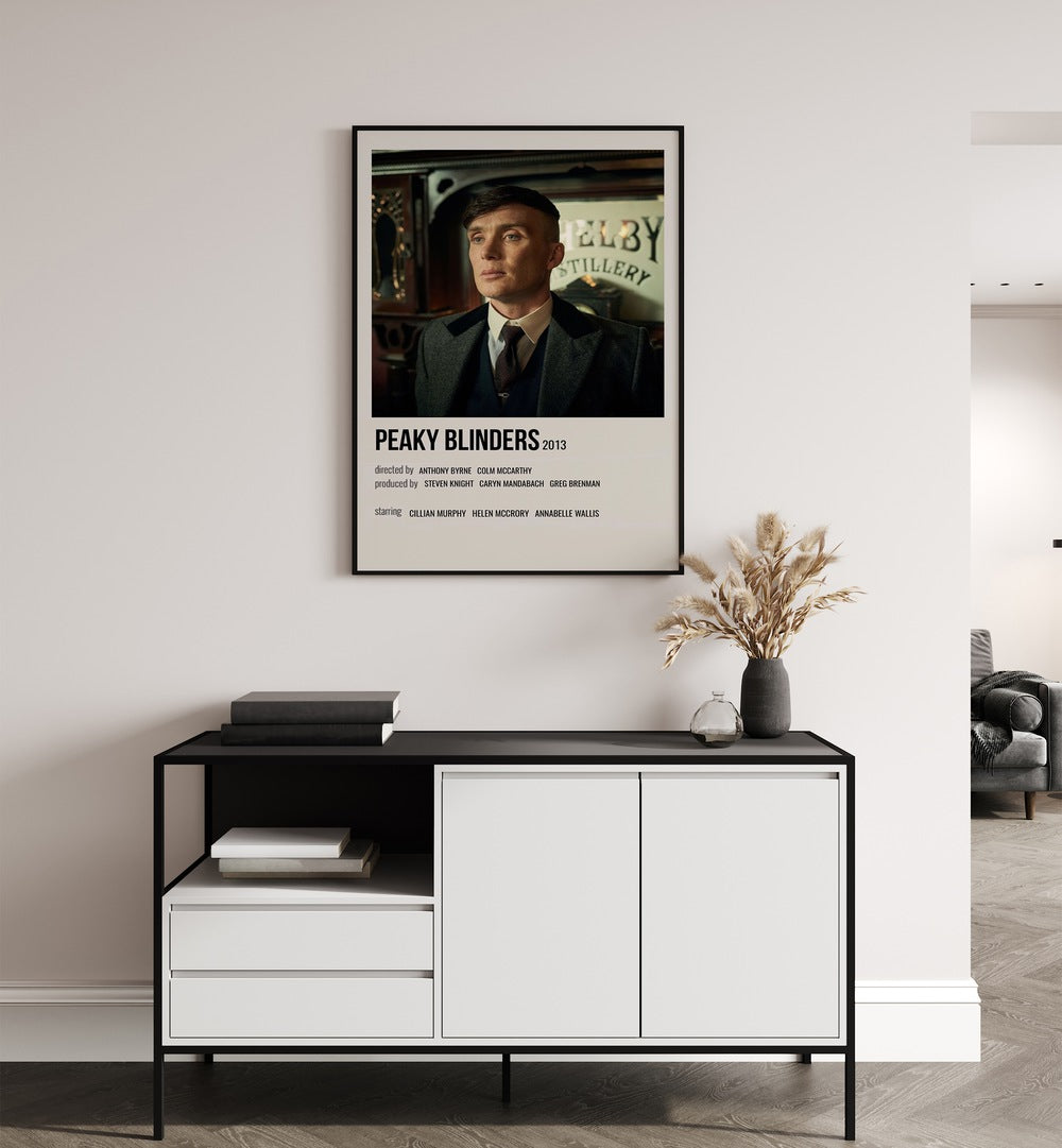 Peaky Blinders 2013 Iv Movie Posters in Black Plain Frame hanging on wall above console table