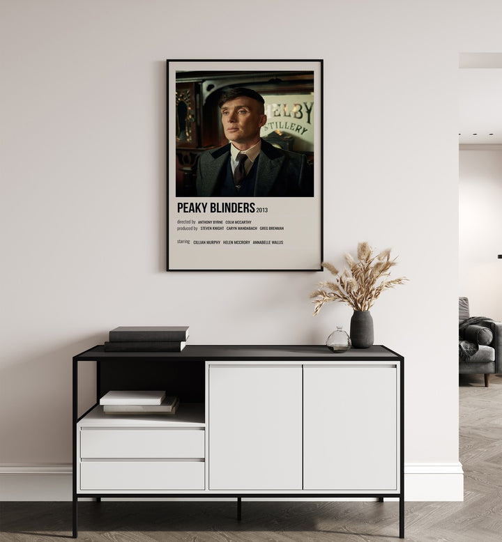 Peaky Blinders 2013 Iv Movie Posters in Black Plain Frame hanging on wall above console table