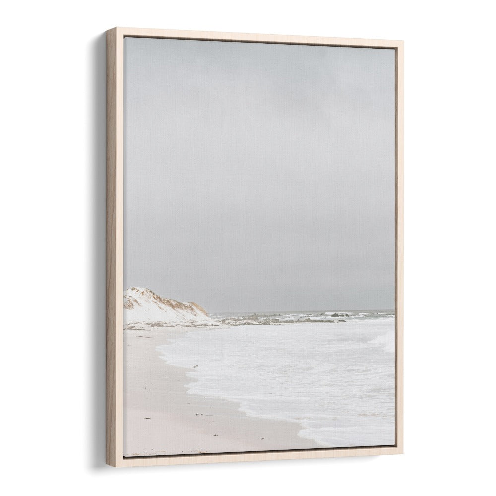 Pearlescent Momentum Beach Prints Coastal Wall Art in Oak Wood Floater Frame