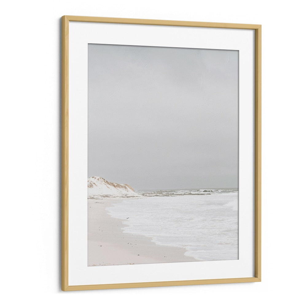 Pearlescent Momentum Beach Prints Coastal Wall Art in Oak Wood Frame With Mount