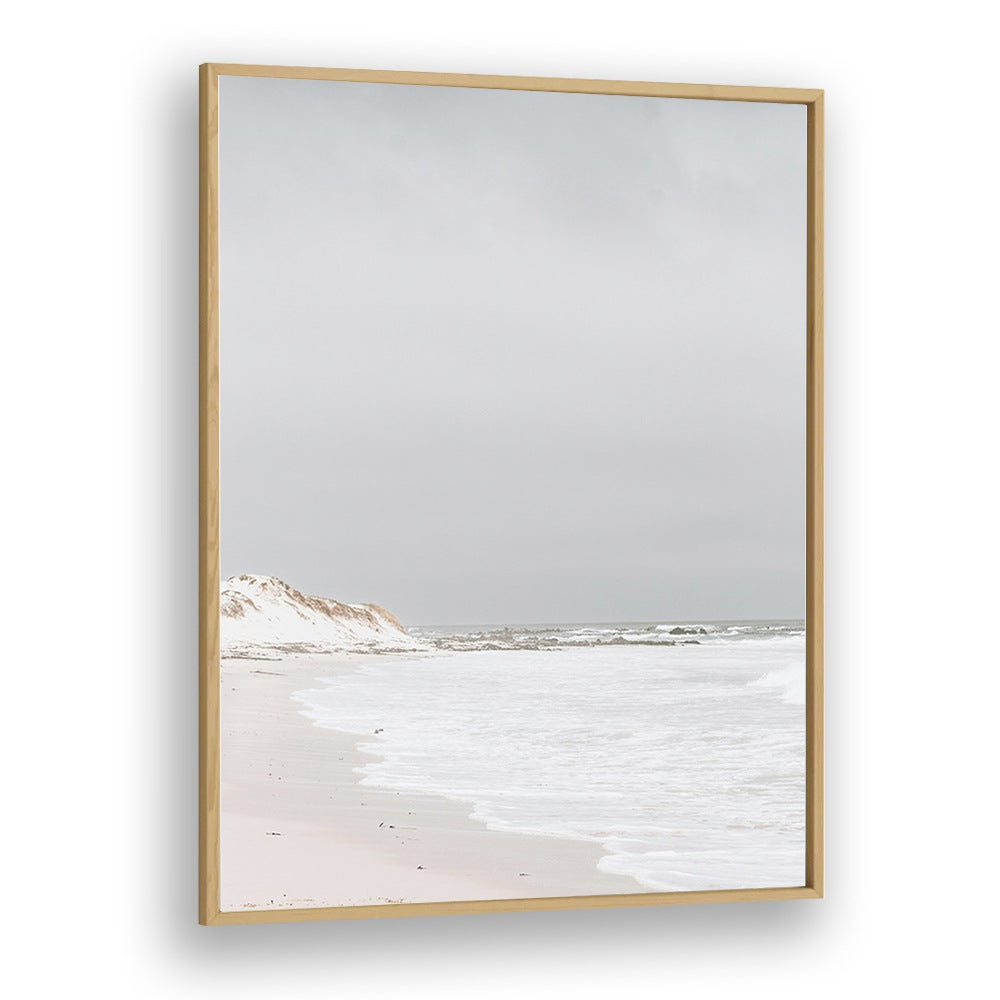 Pearlescent Momentum Beach Prints Coastal Wall Art in Oak Wood Plain Frame