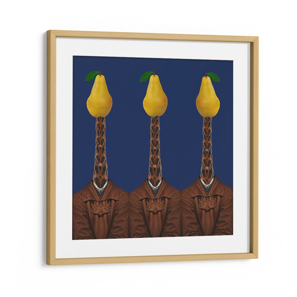 Pears Giraffes Jackets Surreal Art Prints Surrealism in Oak Wood Frame With Mount