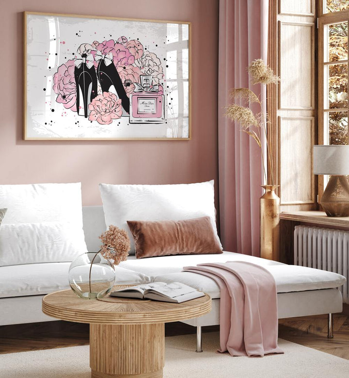 Peony Fashion by Martina Fashion Paintings Fashion Posters placed on wall 