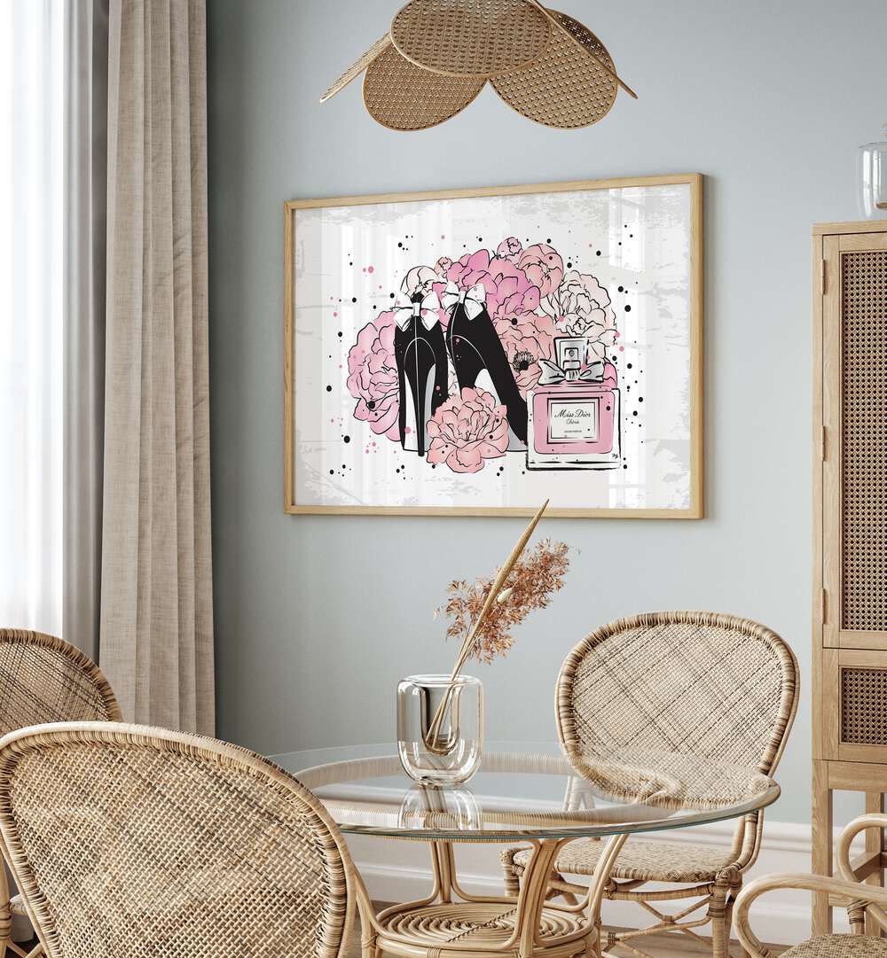 Peony Fashion by Martina Fashion Paintings Fashion Posters placed on wall 