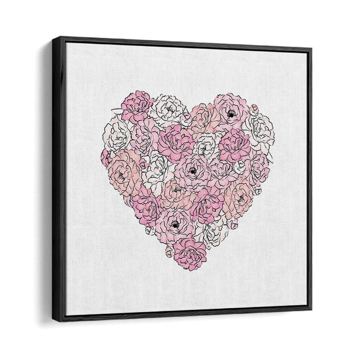 Peony Heart by Martina Fashion Paintings Fashion Posters in Black Floater Frame