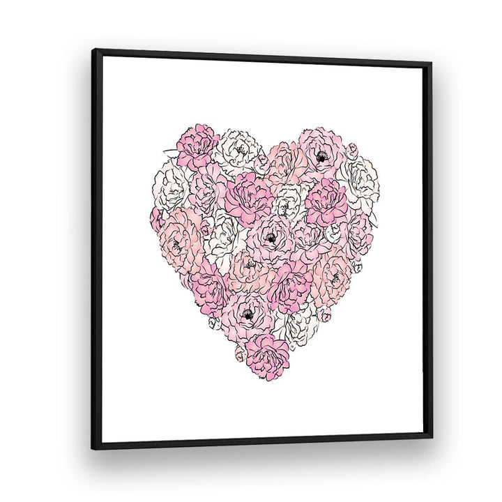 Peony Heart by Martina Fashion Paintings Fashion Posters in Black Plain Frame