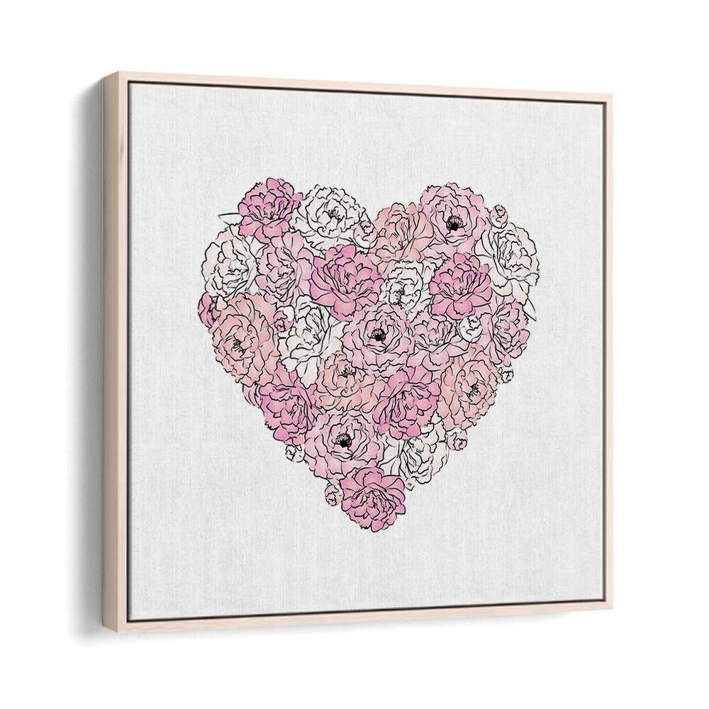 Peony Heart by Martina Fashion Paintings Fashion Posters in Oak Wood Floater Frame