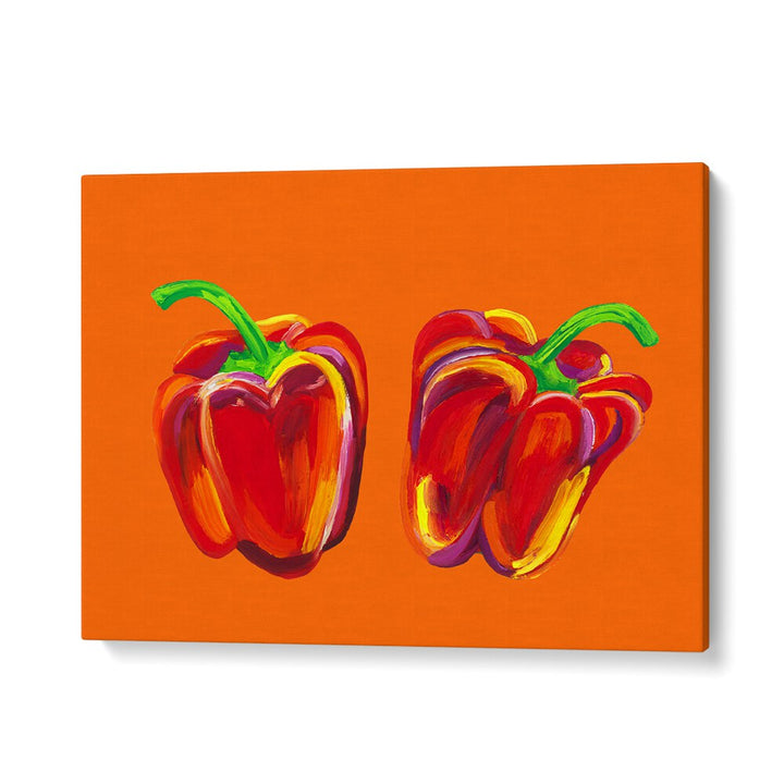 Peppers On Orange by Alice Straker Kitchen Posters Kitchen Art Prints in Gallery Wrap