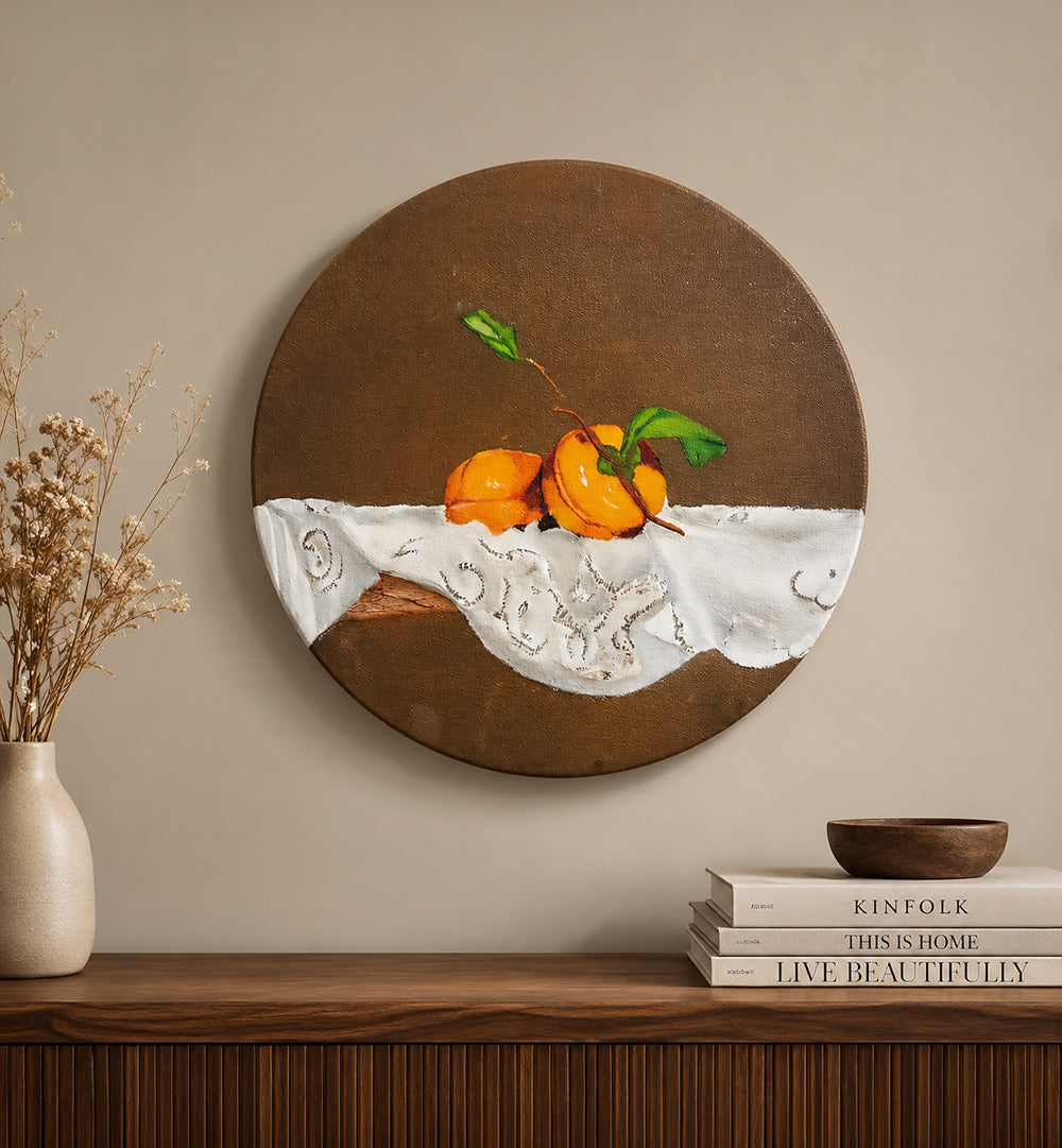 PERSIMMONS IN QUIET  LIGHT , HANDMADE ARTWORKS