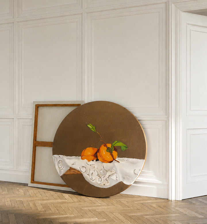 PERSIMMONS IN QUIET  LIGHT , HANDMADE ARTWORKS