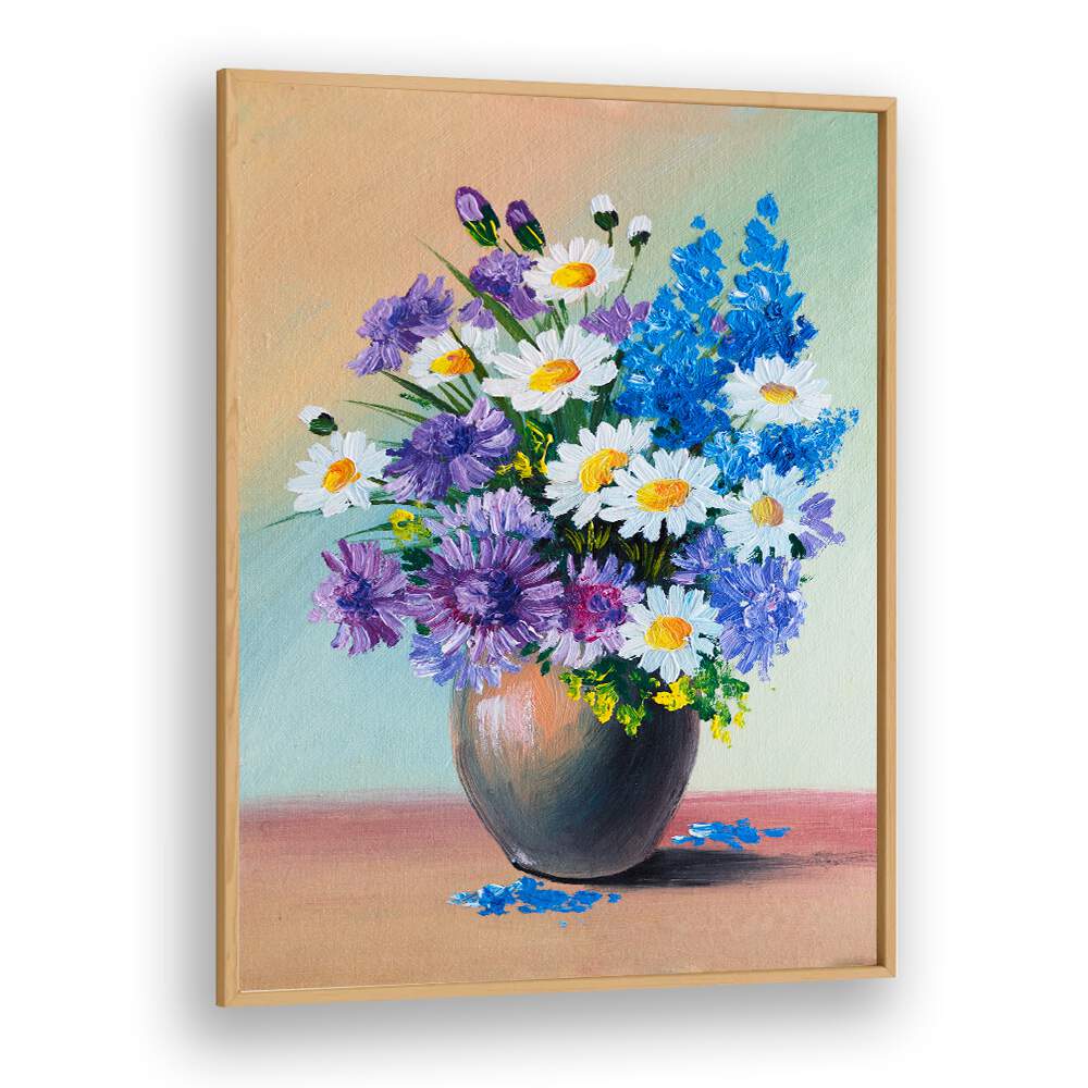 Petals in a Pot Vintage European Paintings in Oak Wood Plain Frame