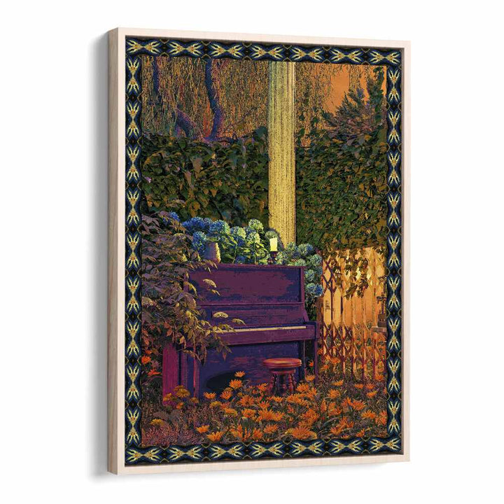 Piano In Forest By Cosmo Zach Surreal Art Prints Surrealism in Oak Wood Floater Frame