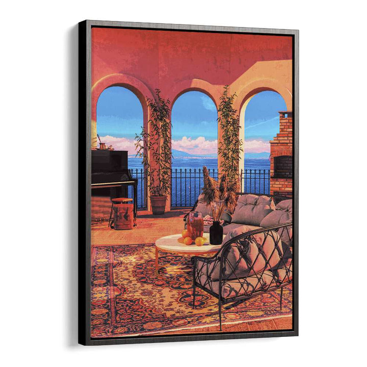 Piano Terrace By Cosmo Zach Surreal Art Prints Surrealism in Black Floater Frame